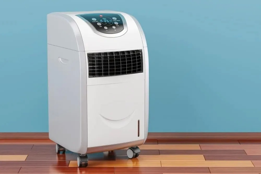 a white portable air conditioner