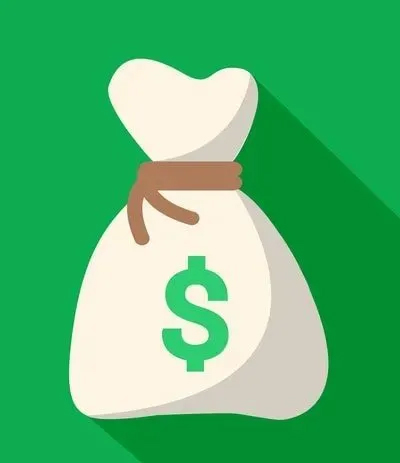 a white bag with a green dollar sign