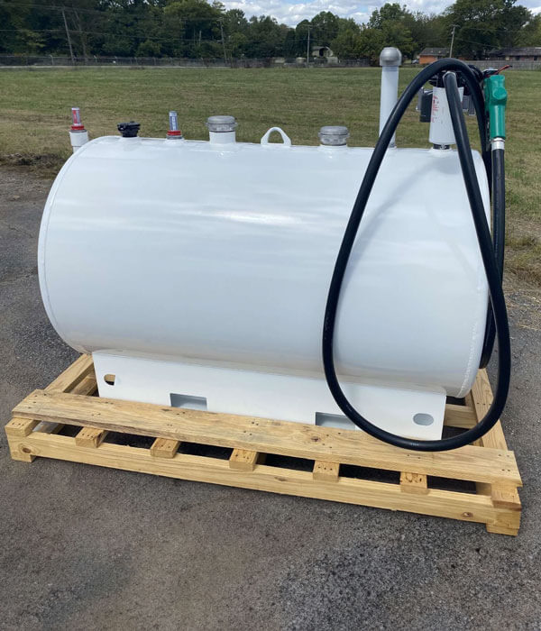 commercial skid tank on pallet outdoors